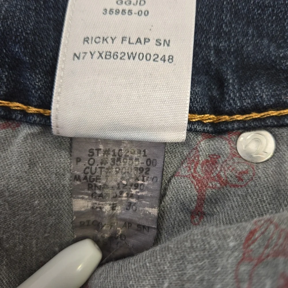 True Religion Mens Ricky‎ Relaxed Straight Leg Jeans Size 36 Flap Pocket Denim